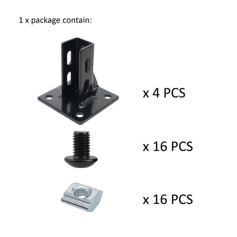 4 Pack 2020 Aluminum T Slot Floor Mount Base Bracket Corner Connector Heavy Duty Carbon Steel Anchor Kit With M6 Bolts included components