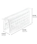 Self Adhesive Plastic Sink Saddle Protector For Kitchen And Bath with grid design, clear plastic, side view, 11.9x4.9 inches