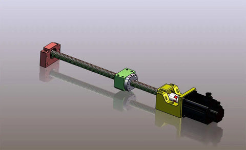 Kickass 25mm CNC Ball Screw Kit With Dead Smooth Anti Backlash SFU2504 Thread Assembly showing motor mount and bearing ends.