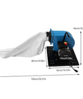 No Nonsense 1Hp Wall Mounted 550 Cfm Dust Collector with 14.8 Gallon Bag and 30 Micron Filtration showing dimensions and design.