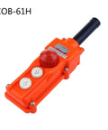 Weatherproof Heavy Duty Push Button Switch with red knob and two buttons for crane hoist rigging industrial use.