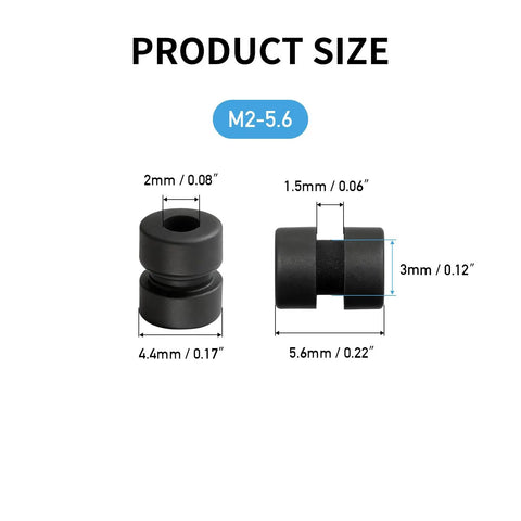 M2x5.6 dimensions of 24 Piece Next Level Anti Vibration Rubber Balls For F4 And F7 Flight Controllers with shock absorption design.