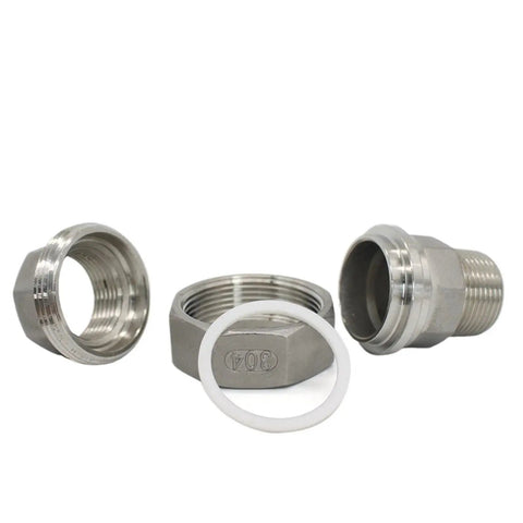 Stainless Steel 304 BSPT Pipe Fittings Kit With 1/4 3/8 1/2 3/4 1 Inch Male To Female Threaded Unions Cast Live Connection