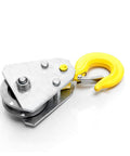Two Pack 1 Ton Snatch Block With Hook Bearing Pulley For Wire Rope Electric Hoist, alloy steel, front view