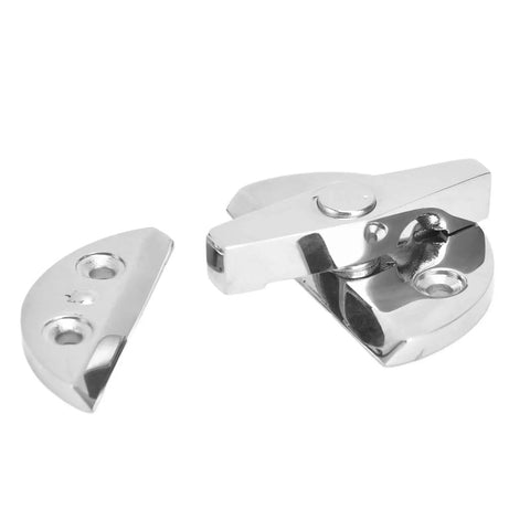 Badass 316 Stainless Steel Twist Latch Catch For Marine Boat Cabinetry And Heavy Door Projects Rock Solid Half Circle Turn Button Hardware slick design at close-up angle.
