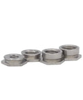 Close-up of 20 Pc 304 Stainless Steel Self Clinching Flush Nuts Assorted Metric Kit M2 M3 M4 M5 Thread showing hexagonal shape.