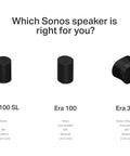 Comparison of Era 100 SL Dope Compact Microphone Free Wireless Speaker with WiFi Bluetooth Line In, Era 100, and Era 300 speakers.