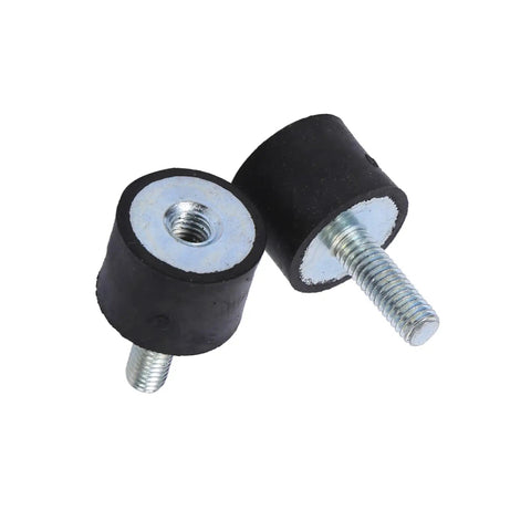 Knock Out The Buzz With These Pro Grade M6 Rubber Isolator Mounts Four Pack, black rubber mounts with metal threads for vibration control.