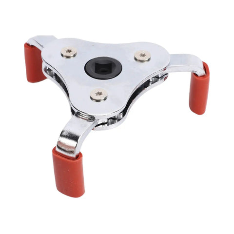 Smoke Detector Removal Tool And Fire Alarm Battery Changer Claw Gripper head with red rubber grips and 3/8-inch square socket.