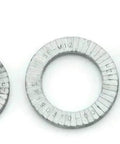 Heavy Hitters Wedge Lock Washers 5/8 Inch Pair Pre Assembled Glued Built Solid Alloy Steel Self Locking Hardware Cracks Down Tight For Grade 8 Bolts Rust Shielded Silver Pack Of 100, assortment of sizes and shapes.