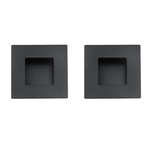 Matte Black 304 Stainless Steel Recessed Cabinet Handles Square Finger Pulls 2.4 X 2.4 Inches Set Of 2