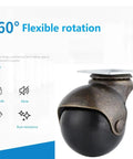Top Shelf Vintage Brass Swivel Stem Ball Caster Wheels Delivering Smooth Silent Roll For Furniture Desk Chairs And Heavy Duty Trolleys Breezy Glide Across Carpet Or Hardwood Floors Set Of Four 1.5 Inches with 360° flexible rotation.
