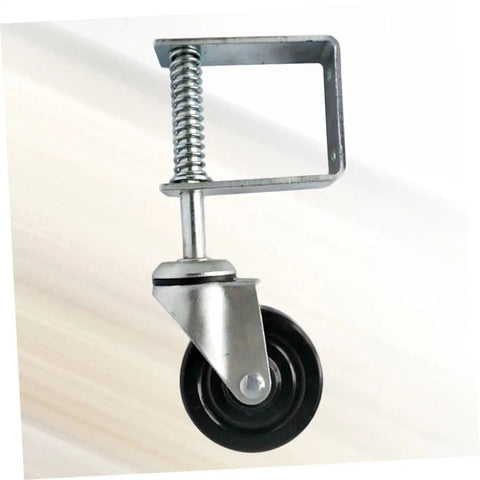 Badass 4 Inch Rubber Gate Wheel Caster Featuring An Adjustable Spring Bracket for smooth sliding gates