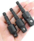 105 Degree Angle Socket Adapter 3 Piece Black Extension Kit Built For Narrow Spaces And Dead Corners Shown in Hand