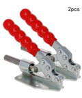 Adjustable Toggle Clamp Beefy Heavy Duty Push Pull Action Quick Release With 180 Kg Capacity, 2 Pack, red handles, side view