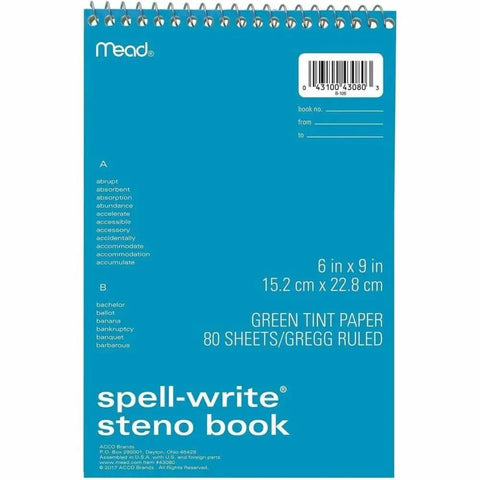 Handy Dandy Spell Write Steno Book With 500 Common Misspellings Printed Right On Cover Green ruled 6 x 9 inches notebook.