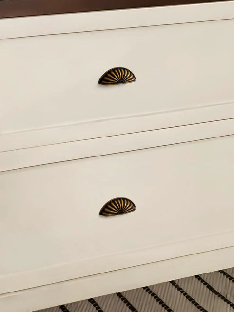 Rock Solid Antique Brass Cup Pulls For Kitchens And Dressers Heavy Duty Zinc Alloy Vintage Drawer Handles Built Tough With 2.5 Inch Center To Center Spacing Quick Install on white dresser drawers.