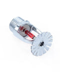 Six Pack Badass Heavy Duty Quick Response Fire Sprinkler Heads With Sixty Eight Degree Activation Polished Chrome Plated Body showing red glass bulb.