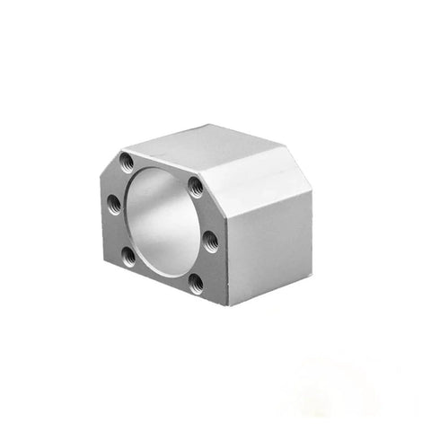 Precision SFU1605 Ball Screw Kit Anti Backlash Structure For CNC Linear Motion Control Includes Two BK12BF12 Bearing Supporters And DSG16H Nut Housing, close-up of aluminum nut housing.