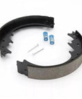 Top Shelf Brake Shoe And Lining Kit For Genie Boom Lift TZ Repair Job featuring curved brake shoes with springs and bolts.
