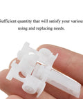 Workhorse Vertical Blind Repair Carrier With Stem 10 Pack White Replacement Parts For Window Blinds in hand detail view.