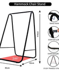 Hammock Chair Stand with iron frame, 153cm height, weather resistant, space saving design for indoor outdoor use, swing not included.