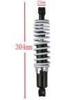 Adjustable Front Shock Set Two Pieces For 50Cc To 125Cc Kid Quad ATV Go Kart, showing single shock with 304mm length measurement