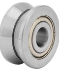 Premium 12X41X20Mm V Groove Track Roller With Double Sealed Metal Rings for heavy duty linear motion, steel construction, side view.