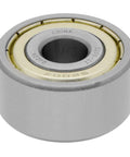 Close-up of Two Pack 5200ZZ Double Row Angular Contact Ball Bearings 0.393 Inch Inner Diameter By 1.181 Inch Outer Diameter.