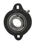 Front view of 3/4 in Narrow Two-Bolt Flange Bearing, 440C Stainless Insert, Set-Screw Lock, PBT Black LX204 Housing, 5/16 in Bolt Size.
