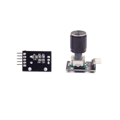 KY-040 Rotary Encoder Module Pack Of 5 With Knob Cap For Arduino 5V Pulse Encoder 20 Pulses Per Revolution front and side view