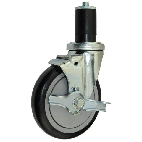 5” Food Prep Table Casters, NSF Certified, Premium Floor Safe Wheels - Set of 4 (All Brakes), single caster side view