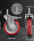 Five Inch Locking Swivel Caster Wheels Set Of Four With One Half Inch By Thirteen Threaded Stem And One And One Half Inch Length