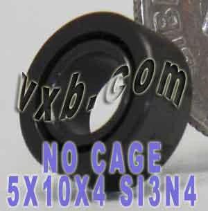 5x10x4 Full Complement Full Ceramic Bearing Si3N4 Miniature, close-up showing ceramic structure and dimensions.
