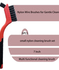 Red and black 6-Pack Nylon Cleaning Brushes for Delicate Surfaces & Daily Cleaning, ergonomic handle, non-scratch bristles, mini head.