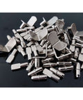 60 Pieces Shelf Bracket Pegs Stainless Steel Shelf Pins Support, Nickel Plated Shelf Pins, 3 Styles on black surface
