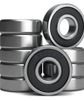 10 PCS 6000-2RS Double Rubber Seal Bearings 10x26x8mm, pre-lubricated, smooth rotation, side view of deep groove ball bearings