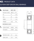 Technical diagram of Two Pack 6001-2RS Deep Groove Ball Bearings 12x28x8mm with specifications and dimensions for tight spaces.