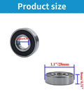 6001RS Ball Bearing Double Sealed Deep Groove Ball Bearings 28mm/1.1" Outer Dia - 10pcs shown with size dimensions
