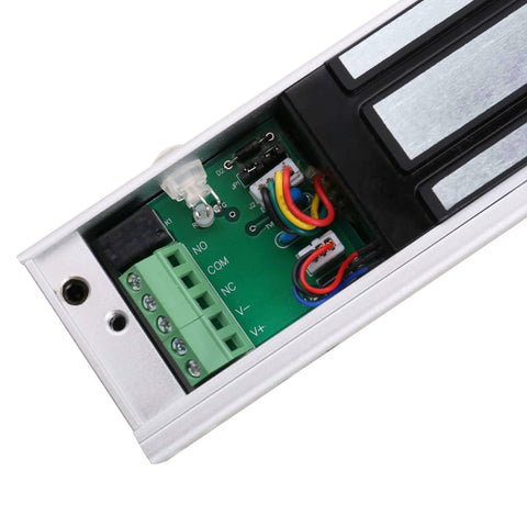 Close-up of Remote Door Access Control System With 600 Lb Electromagnetic Lock Kit showing wiring and circuit connections.