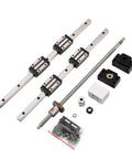 Complete 600mm HGR15 Linear Rail Kit with 2 Rails and 4 Bearing Blocks and 600mm SFU1204 Ball Screw Kit for CNC