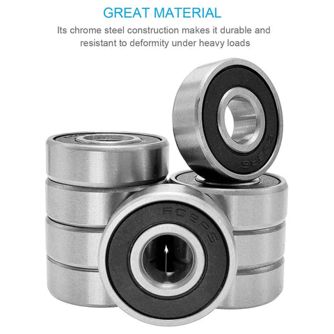 Stack of 100 PCS 608-2RS Ball Bearing - Double Rubber Sealed Shielded Miniature Deep Groove Bearings for small machinery and hobby drones.