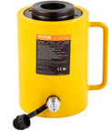 Yellow hydraulic cylinder, 60T 2 Inch Hydraulic Cylinder Jack Hollow Single Acting Hydraulic Ram Cylinder 50mm Hydraulic Lifting Cylinders shown