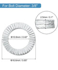 Tough As Nails 40 Pack Wedge Locking Washers For 3/8 Inch Bolts, Manganese steel with 10.6mm inner diameter, 16.6mm outer diameter.