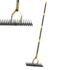 19 Tine Cold Pressed Steel Dethatcher Rake With 72 Inch Adjustable Handle And Ergonomic Grip