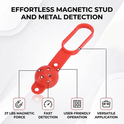 Dioche Magnetic Stud Finder, 27 Lbs Force, 5/8 Inch Drywall in red showing detection features and strong magnetic hold.