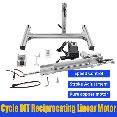Adjustable Telescopic Linear Actuator Motor With Integrated Speed Controller And 24 Volt Power Supply providing slick kickin motion for quick DIY projects, includes remote and adjustable components.