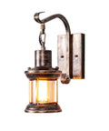 2 In 1 Black Rustic Wall Light With Industrial Glass Shade Lantern Metal Wall Sconce for Home Bedroom Dining Room Cafe