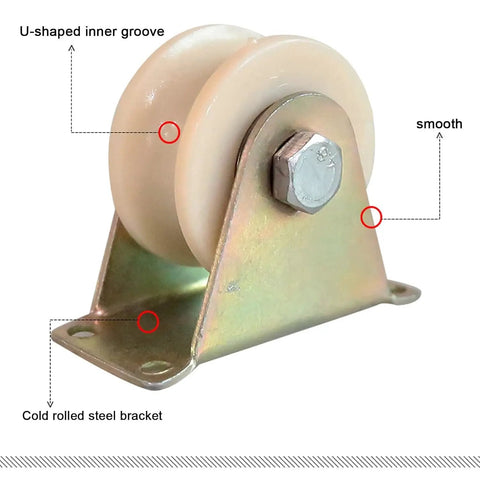 Badass Heavy Duty Nylon Door Roller And U Groove Track Wheel delivers smooth as silent sliding action with cold rolled steel bracket.