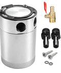 300Ml Double Port Oil Catch Can With Innovative Baffle Plate Design For Efficient Oil Gas Separation and included fittings.